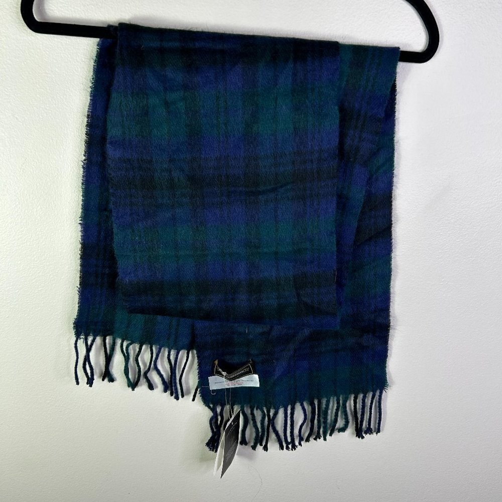 James Pringle Weavers Acrylic Blue and Green Scarf - NWT